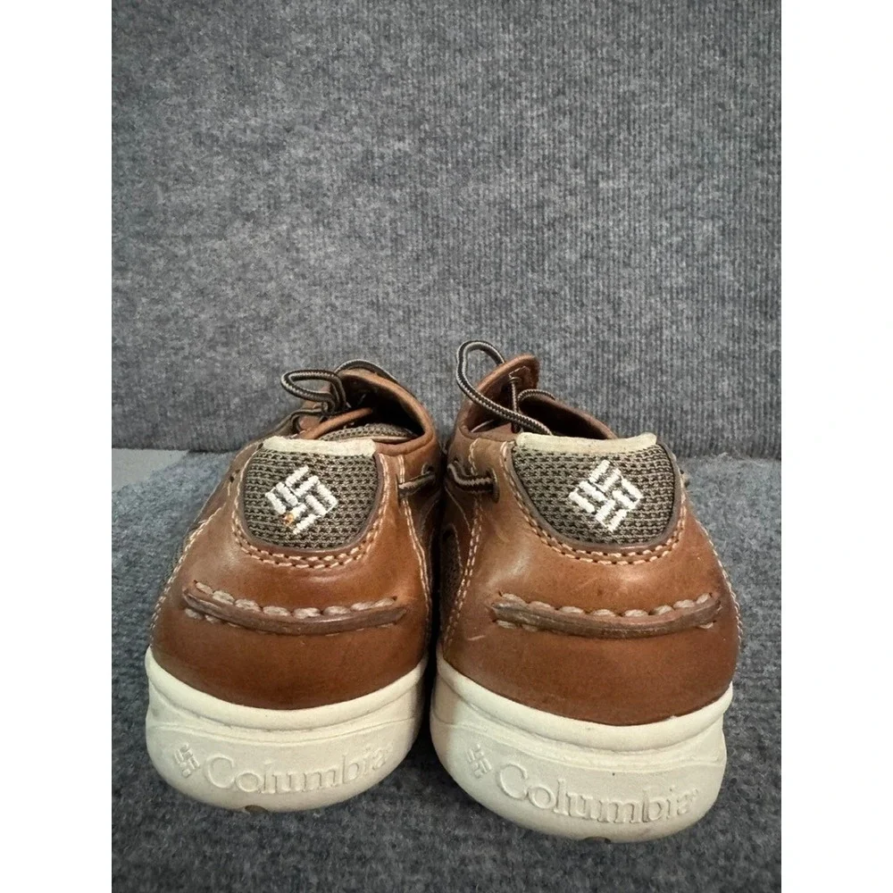 Columbia Quadensity Mens Brown Leather Boat Shoes Loafers Moc Toe Tan 10.5